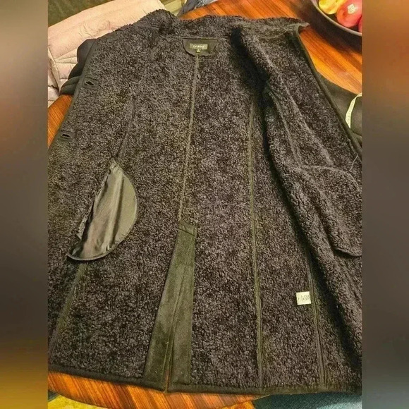 Talbots Woman Faux Suede Sherpa Lined Black Long Coat Sz 18 EUC Winter - Picture 14 of 15